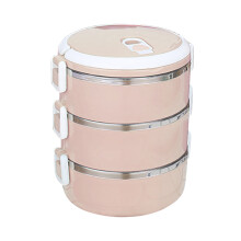 Boîte à lunch ronde à 3 compartiments en acier inoxydable, 2,1 L (71 oz), isotherme et étanche, portable, facile à nettoyer, idéale pour le