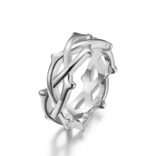 Miesten Naisten Piikkikruunusormus Ruostumattomasta teräksestä Puun Köynnöksen Oksa Onnenlahja Hopea-Hopea-9