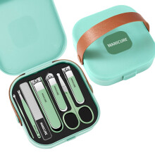 8-Pc Stainless Steel Nail Clipper Set with File & Nose Scissors – Portable Travel Manicure Kit, Gift Boxed, Green, compatible with home & care