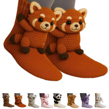 3D gebreide dierensokken - Comfortabele wintersokken met schattige pluche dierenmotieven, kerstcadeau voor kinderen en volwassenen