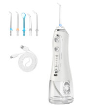 Hydropulseur buccal sans fil Teqhome 300 ml, rechargeable et étanche IPX7, idéal pour les voyages – Blanc