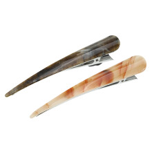 Lot de 2 pinces à cheveux longues en métal, style crocodile, pour cheveux épais, 13,5 x 2,1 cm, orange/marron