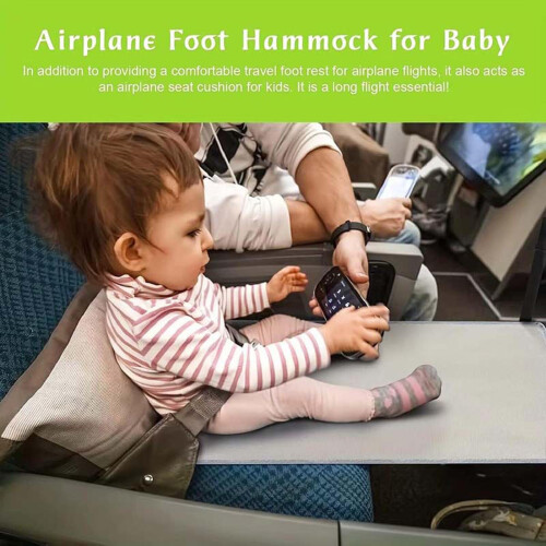 Children’s Portable Airplane Seat Extender Foot Pedal Folding Adjustable Grey 2