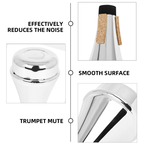 5Pcs Silver ABS Trumpet Mutes Lightweight Practice Mute for Beginners 2