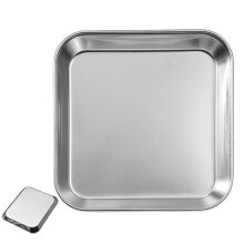 3Pcs Silver Stainless Steel Serving Plates for Food Bbq and Fruit