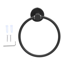 Porta-toalhas em aço inoxidável SUS304 de alta dureza, acabamento preto fosco, ideal para banheiro e cozinha. Argola para toalha de mão que