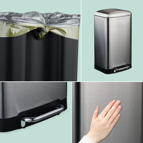 Edelstahl-Treteimer, 30 l, mit Müllbeuteln 1