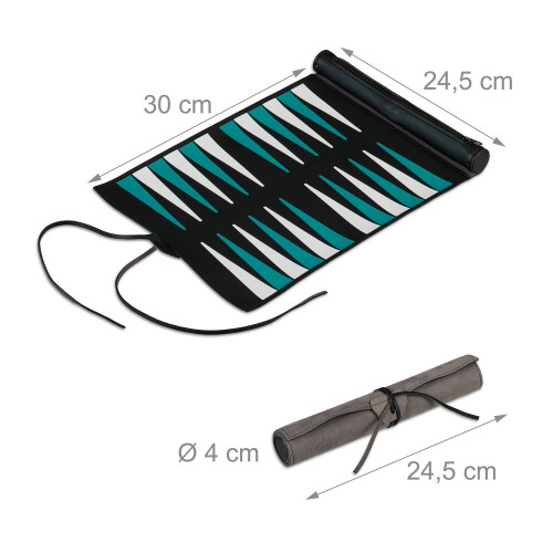 Travel Backgammon Set, Roll-Up Leather Look 2
