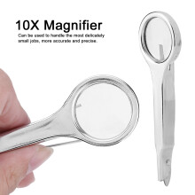 Portable Stainless Steel 10X Magnifier Tweezer for Precision and Beauty
