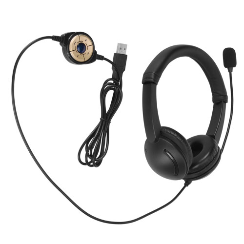Clear Voice Pickup Headset With Environmental Noise Cancellation And Intuitive Controls Integrated Volume Control And Microphone Mute Function USB 1