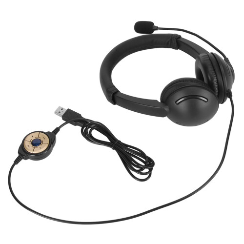 Clear Voice Pickup Headset With Environmental Noise Cancellation And Intuitive Controls Integrated Volume Control And Microphone Mute Function USB 2