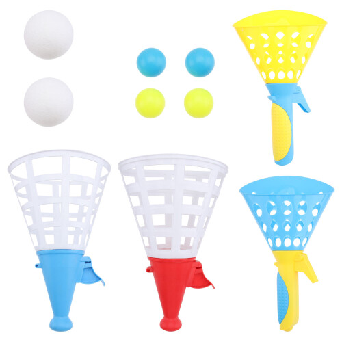 4Sets Plastic Launch Catch Ball Game Assorted Colors Kids Play Toy