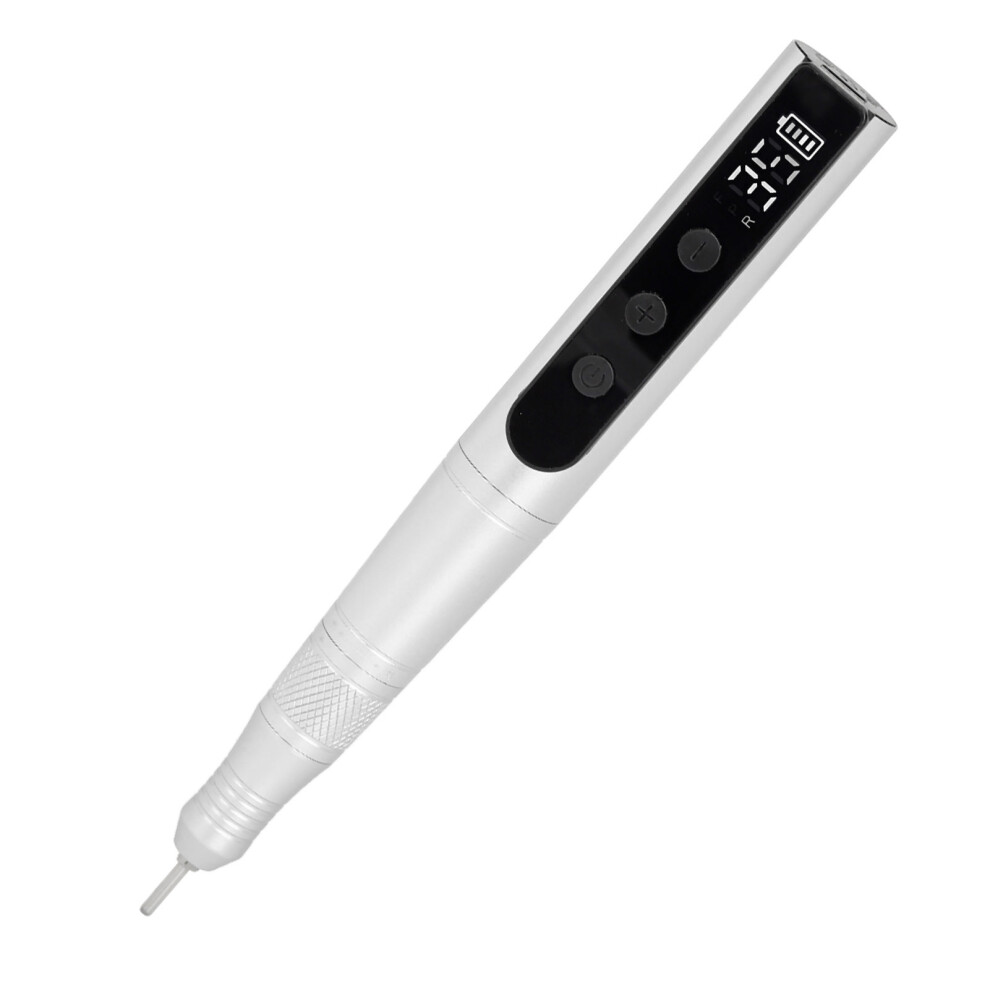 Silver Portable Nail Grinder Pen 35000Rpm Rechargeable, 1100Mah