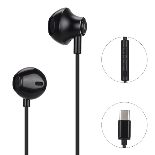 Noise Isolation Wired Earbuds In Ear Headphones Built-In Microphone Type-C Interface Clear Sound Quality Multi-Function Control Button Soft 1