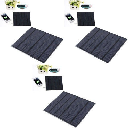 3Pcs Black Solar Panel USB Charger Fast Charging Weatherproof Design 1