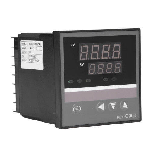 Controlador de temperatura PID de nível industrial com display digital em Fahrenheit e Celsius, compatível com termopares tipo K e com saída de 1