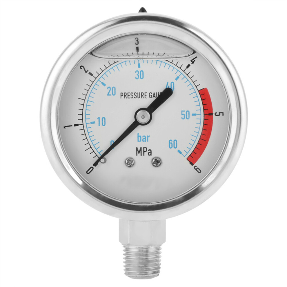 60Mm Dial Hydraulic Water Pressure Gauge 0-60Bar / 0-6Mpa 8341392917838