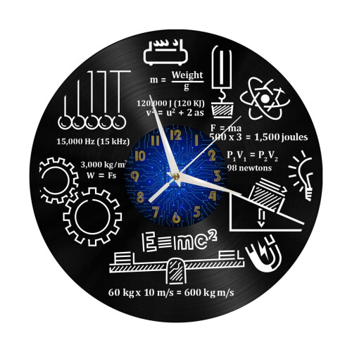 Ρολόι τοίχου βινυλίου Physics Research 12" – Αθόρυβη, δημιουργική διακόσμηση για σαλόνι, 2