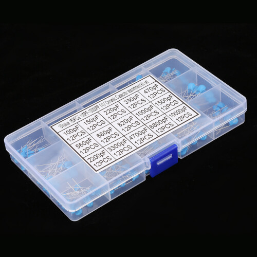 180Pcs Ceramic Capacitors Assortment Kit 100pF-10000pF 1kV Blue