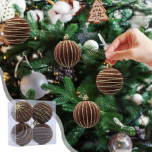 4 palline di Natale in velluto glitterato da 2,36" con confezione trasparente, facili da appendere, ideali per albero, casa e feste.
