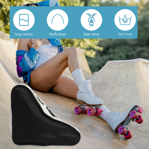 3Pcs Storage Bag for Roller Skates Simple Black Reusable Pouch 2