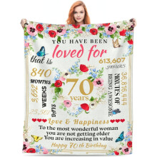 Coperta per il 70 compleanno per donne – 60x80 pollici Regalo per il 70 compleanno per mamma, moglie, sorella, amiche – Compatibile con le