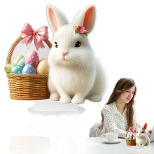 Coniglietto e uovo di Pasqua, ornamenti piatti in acrilico, decorazioni festive per soggiorno, mobile bar, complementi d'arredo per le vacanze, per
