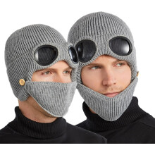 Gorro de punto unisex 3 en 1 con gafas integradas y máscara desmontable, gorro térmico para esquí y actividades al aire libre en climas fríos.