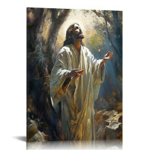 Vintage träinramad canvas: Jesus i Getsemane trädgård – Väggkonst för vardagsrum, sovrum, kök, kontor – Heminredning och present