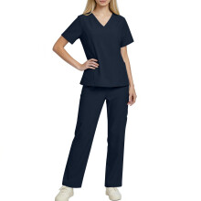 Navy V-Neck Nurse Scrubs for Women Plus Size XL