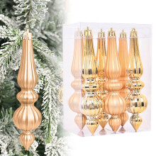 6 Stück 17 cm große, silberne Quecksilberglas-Weihnachtsbaumspitzen, Vintage-Weihnachtsbaumdekoration – kompatibel mit Standard-Baumhaken
