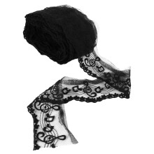 3Pcs Black Lace Fabric Trim Flower Border Embroidered DIY Decorative