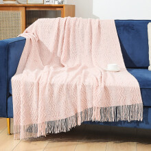 Coperta morbida e accogliente per divano e letto con frange e nappe, realizzata in morbido tessuto acrilico a maglia, ideale come regalo per donna.