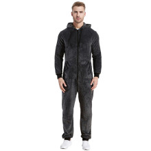 Mens Pajamas Sets Men's Long Sleeved Flannel Jumpsuit Zipper Hood Pajamas Mens Loungewear Sets