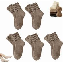 Loryn Socks, 2026New5Pairs Dames Effen Sokken tot halverwege de kuit, Zachte Comfortabele Warme Dikke Leuke Gebreide Sokken Multipack