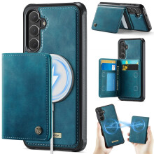 Hülle für Samsung Galaxy S26+ 5G: RFID-Schutz, MagSafe-kompatibel, abnehmbares 2-in-1-Wallet mit Ständer, PU-Leder, blau