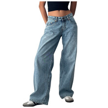 Women's High-Waisted Straight-Leg Pink Denim Jeans