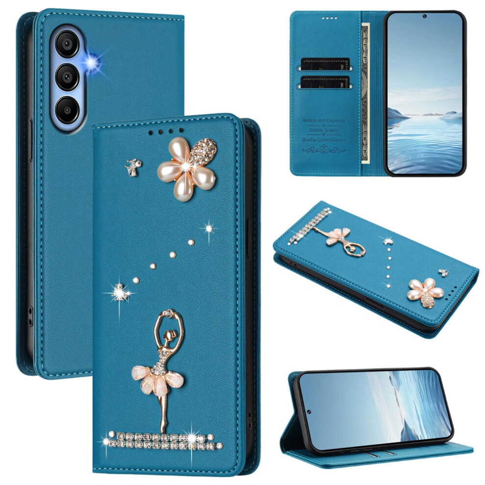 Rfid-Blocking Ballet Girl Flip Wallet Leather Case For Samsung Galaxy A55 5G Â Compatible With Galaxy A55 (5G) Blue 9340959339785