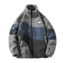 Veste Homme Automne-Hiver Mode Décontractée Couleur Contrastée Chaude Épaisse Manches Longues