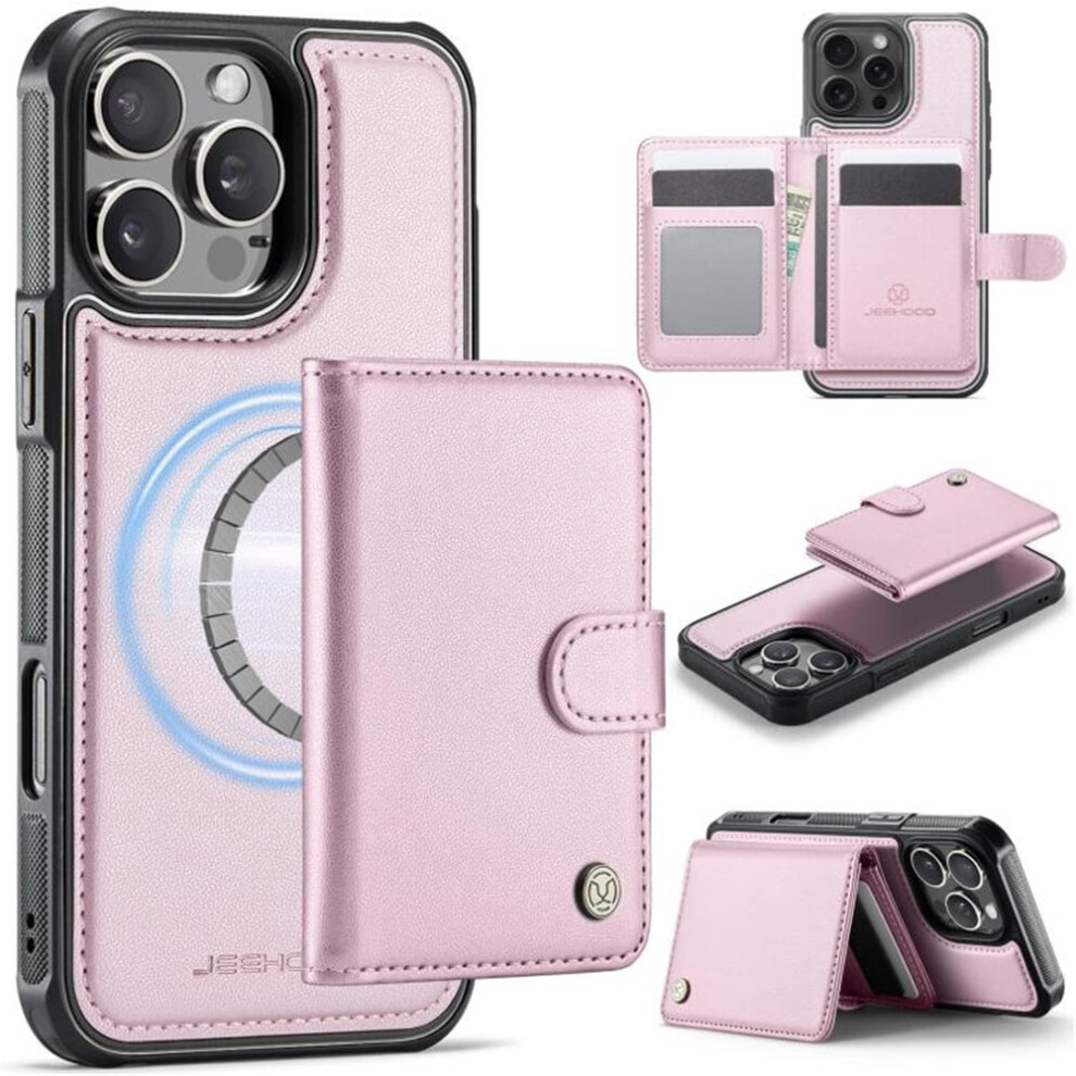 Jeehood Iphone 14 Pro Case Â Rfid Blocking, Magsafe-Compatible 2-In-1 Wallet With Kickstand, Pu Leather, Pink 9340959340408