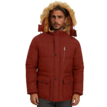 Manteau d'hiver épais pour homme, doublé sherpa, à capuche, poches zippées, coupe-vent, rouge, taille S