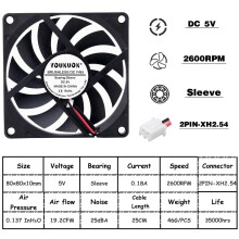 Gaothrán USB DC5V80mm Gaothrán Fuaraithe80105V12V24V80x80x10mm8CM Gaothrán Fuaraithe Gan Scuab DC Gaothrán Cás Ríomhaire Glúine PC