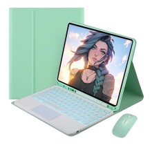 Husă subțire cu tastatură, iluminare din spate și trackpad, 7 culori, suport pentru stilou — Compatibilă cu iPad a 10-a generație (2022,