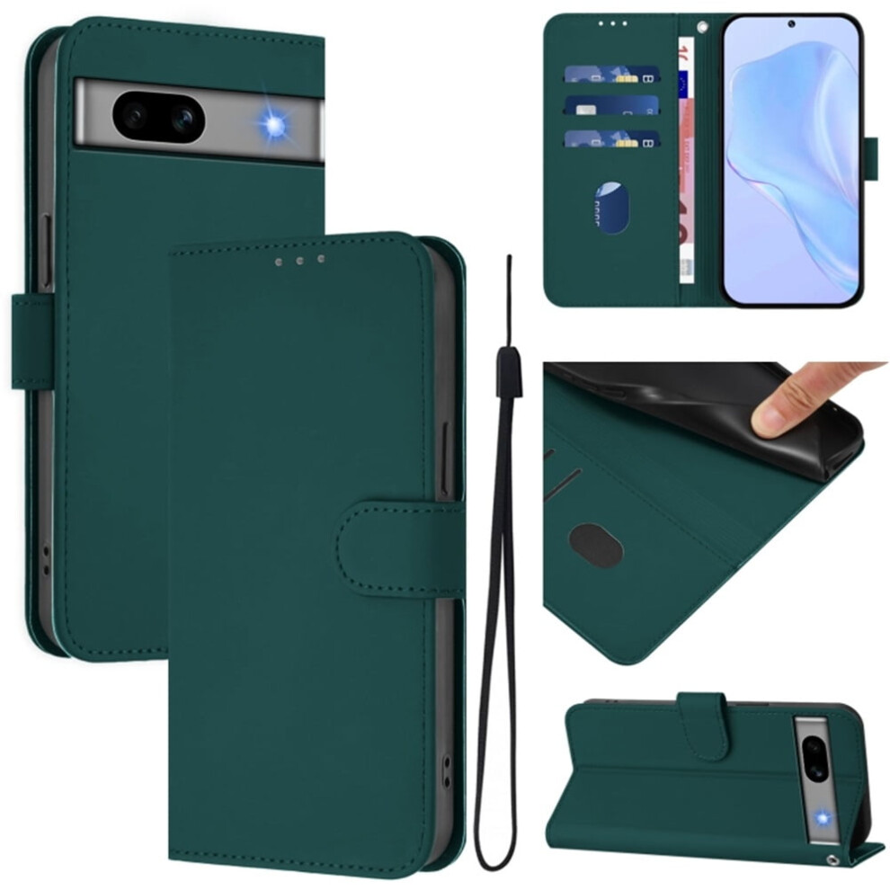 Wallet Case Compatible With Google Pixel 7A Â Pu Leather Magnetic Flip Folio, 3-Card Holder & Wrist Strap, Dark Green 9009879189947