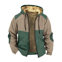 Sweatshirts til mænd Efterår og vinter Herrer Dobbelt farveblok hættetrøje med lange ærmer og lomme Plus size sweatshirtjakke med polstring Tøj
