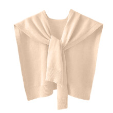 Damesmode: stijlvolle gebreide sjaal in effen kleur, beige, geschikt als bovenkleding.