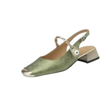 Sandali da donna Willtoo modello Mary Jane con tacco basso, ideali per la primavera e l'estate, colore verde.