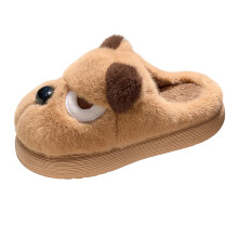 Pantoufles d'intérieur en coton doux et chaud, motif chiot mignon et tendance pour femmes Willtoo
