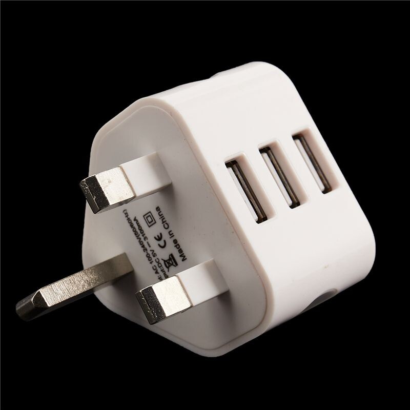 4X Universal Usb Uk Plug 3 Pin Wall Charger Adapter With Usb Travel 4x-universal-usb-uk-plug-3-pin-wall-charger-adapter-with-usb-travel