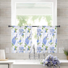 Cortinas transparentes 52"L x 54"A, estampa aquarela de hortênsias, cortinas de voile com filtro de luz e bolso para varão – 2 painéis